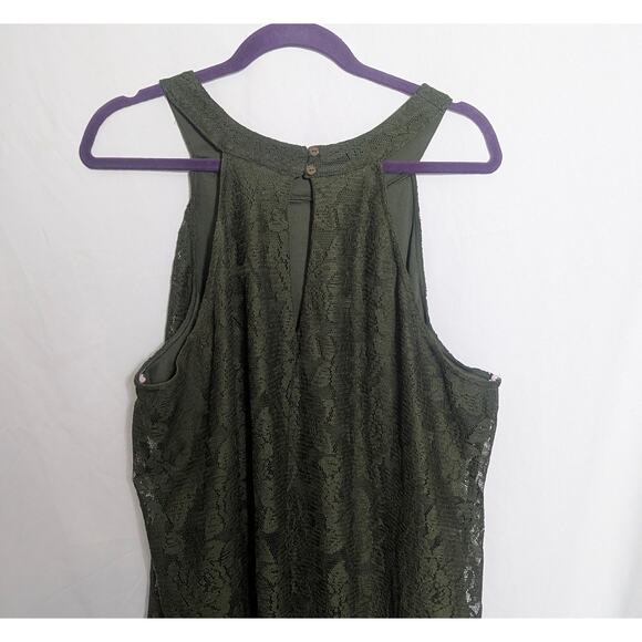 Wrapper Forest Green Lace Overlay Shift Maxi Dress Size 3X woodland fairy grunge - Picture 4 of 6